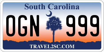 SC license plate OGN999