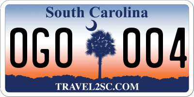 SC license plate OGO004