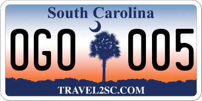 SC license plate OGO005