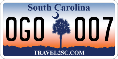 SC license plate OGO007