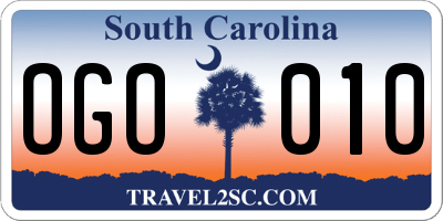 SC license plate OGO010