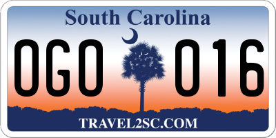 SC license plate OGO016