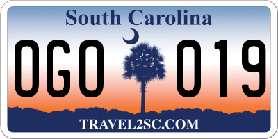 SC license plate OGO019