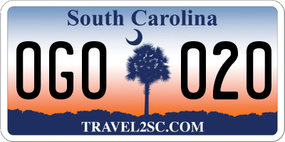 SC license plate OGO020