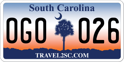 SC license plate OGO026