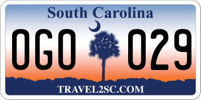 SC license plate OGO029