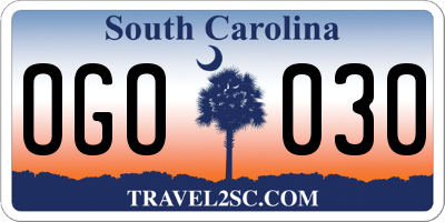 SC license plate OGO030