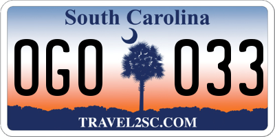 SC license plate OGO033
