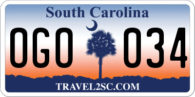 SC license plate OGO034