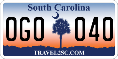 SC license plate OGO040