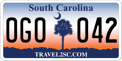 SC license plate OGO042