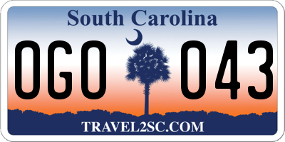 SC license plate OGO043