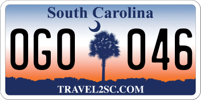 SC license plate OGO046