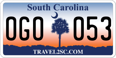 SC license plate OGO053