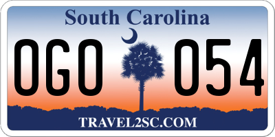 SC license plate OGO054