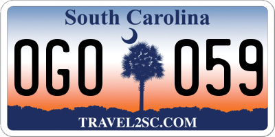 SC license plate OGO059