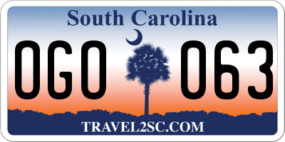 SC license plate OGO063