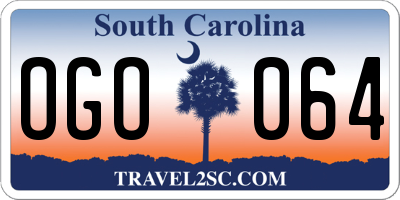 SC license plate OGO064