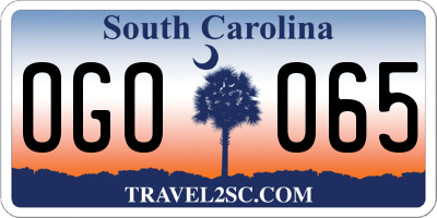 SC license plate OGO065