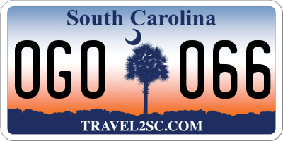 SC license plate OGO066