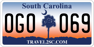 SC license plate OGO069