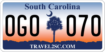 SC license plate OGO070