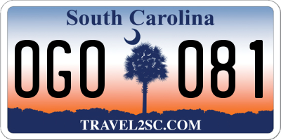 SC license plate OGO081