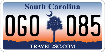 SC license plate OGO085