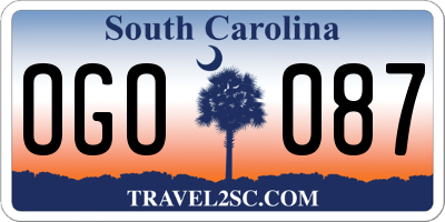 SC license plate OGO087