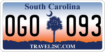 SC license plate OGO093