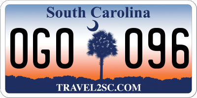 SC license plate OGO096