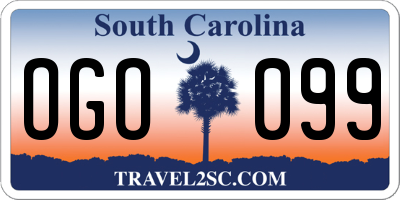 SC license plate OGO099