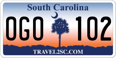 SC license plate OGO102