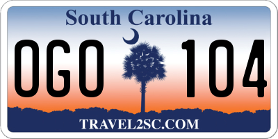 SC license plate OGO104