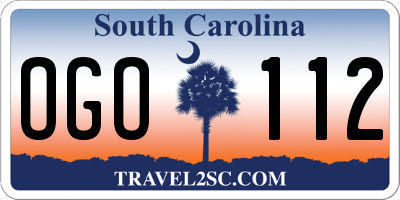 SC license plate OGO112