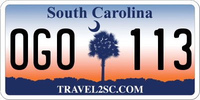 SC license plate OGO113