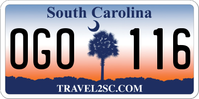 SC license plate OGO116