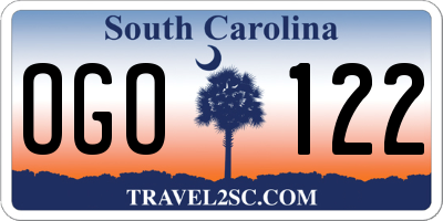 SC license plate OGO122