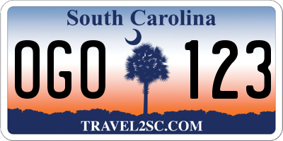 SC license plate OGO123