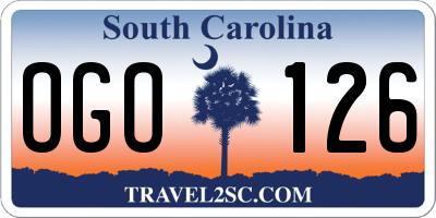 SC license plate OGO126
