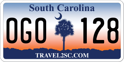 SC license plate OGO128
