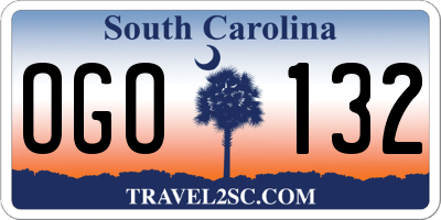 SC license plate OGO132