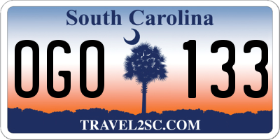 SC license plate OGO133