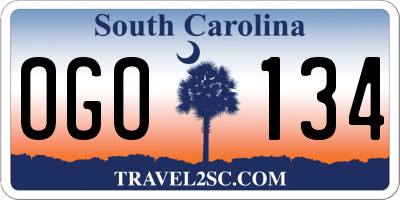 SC license plate OGO134