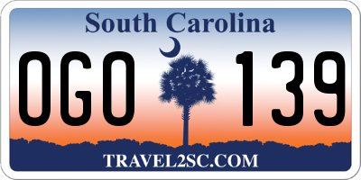 SC license plate OGO139