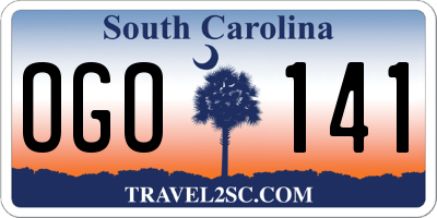 SC license plate OGO141