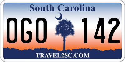 SC license plate OGO142
