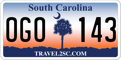 SC license plate OGO143