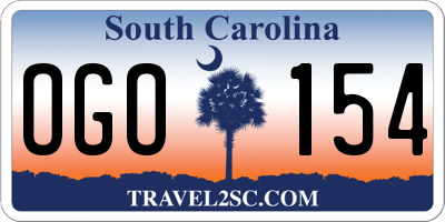 SC license plate OGO154