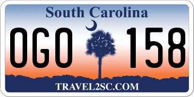 SC license plate OGO158
